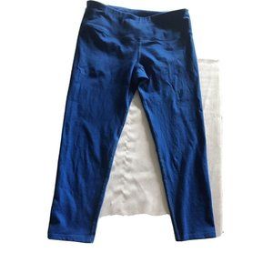 Hard Tail Flat Waist Capri Leggings Blue Stretch S